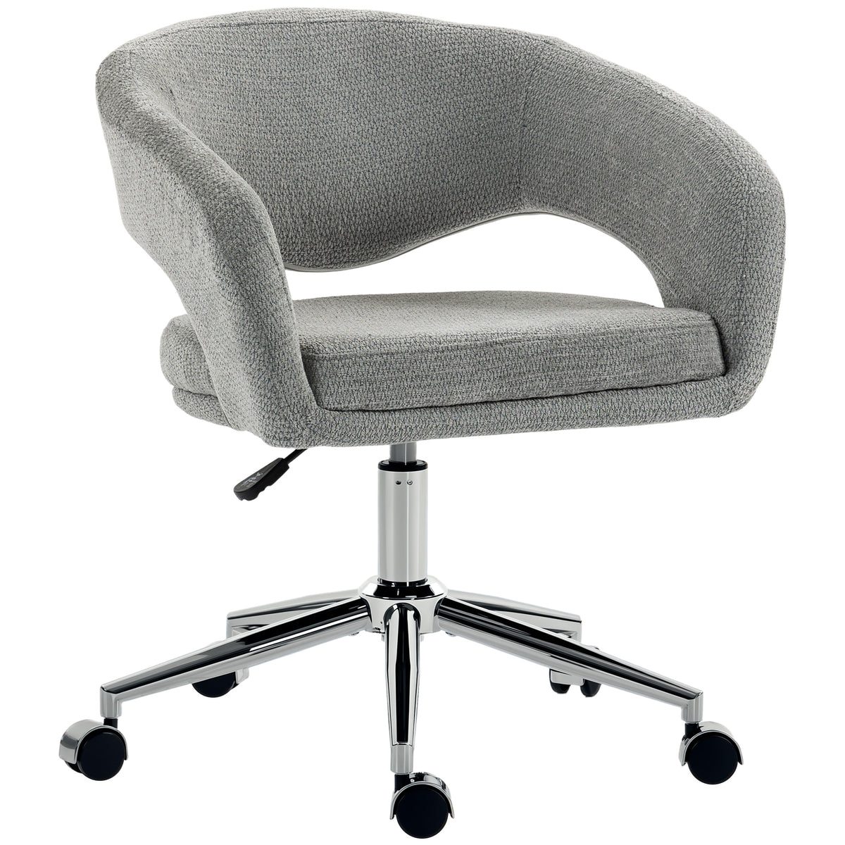 Chaise Bureau Ergonomique, Fauteuil de Bureau en Chenille avec Hauteur Réglable, Dossier Incurvé, Gris-0