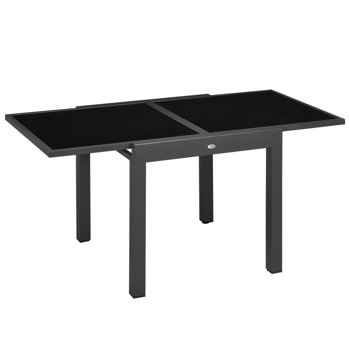 Table Extensible de Jardin Grande Taille dim. dépliées 160 x 80 x 75 cm Aluminium Gris foncé Plateau Verre trempé Noir-0