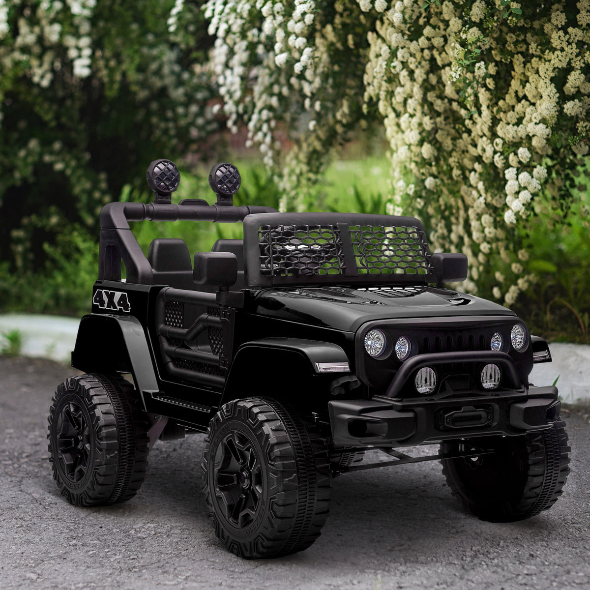 Voiture électrique pour enfants 12V avec télécommande, suspension à 4 roues, phares et klaxon, MP3, vitesse 3-5 km/h, pour 3-6 ans - noir-9