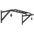 Barre de traction murale barre de fitness multi-prise système de poulie à câble charge 200kg, acier 126x60x45,5cm, noir-0