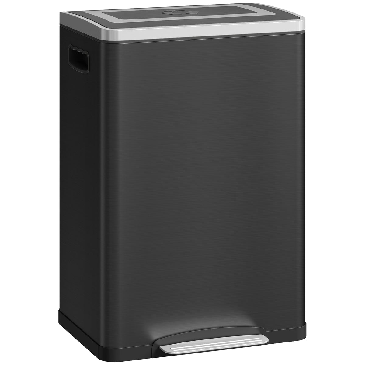 Poubelle de cuisine 2 compartiments de 2 x 20L, poubelle avec pédale, couvercle à fermeture douce 40 x 34,8 x 59 cm noir-0
