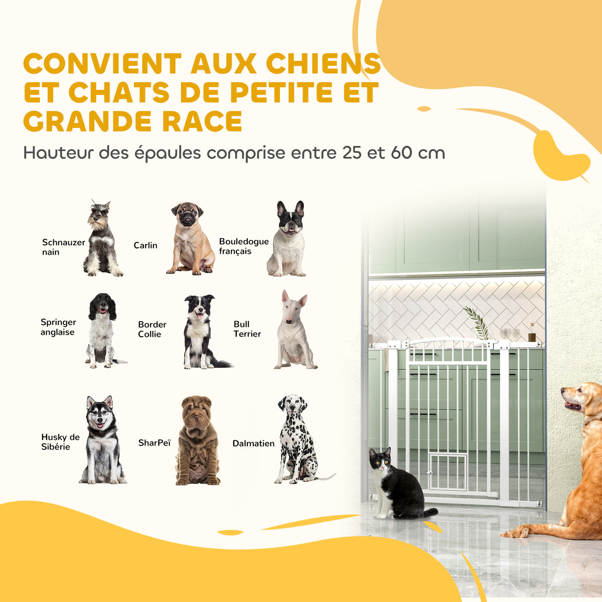 Barrière de sécurité chien système de double verrouillage montage par pression ou perçage largeur 76-104 cm blanc-8