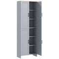 Armoire de cuisine hauteur 170 cm buffet haut avec 4 portes et étagères ajustable, design moderne, gris-0