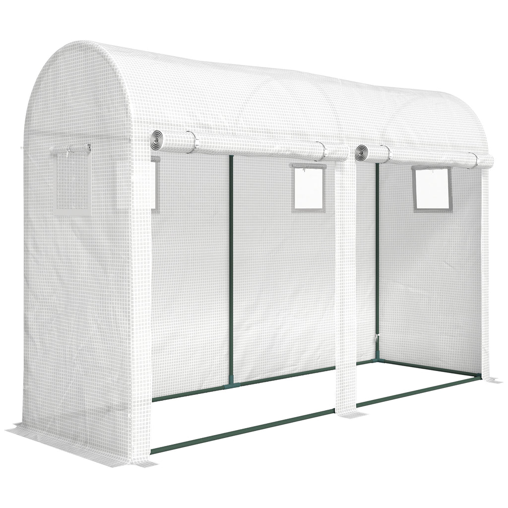 Serre de Jardin, Petite Serre de Balcon en Bâche PE Châssis Acier, Portes et Fenêtres Roulantes 300 x 100 x 200 cm blanc-0