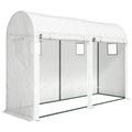 Serre de Jardin, Petite Serre de Balcon en Bâche PE Châssis Acier, Portes et Fenêtres Roulantes 300 x 100 x 200 cm blanc-0