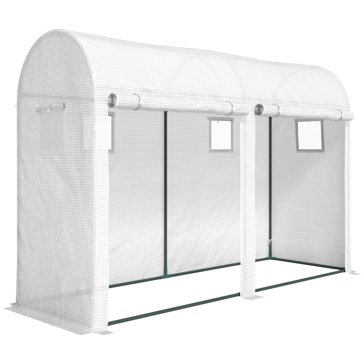 Serre de Jardin, Petite Serre de Balcon en Bâche PE Châssis Acier, Portes et Fenêtres Roulantes 300 x 100 x 200 cm blanc-0