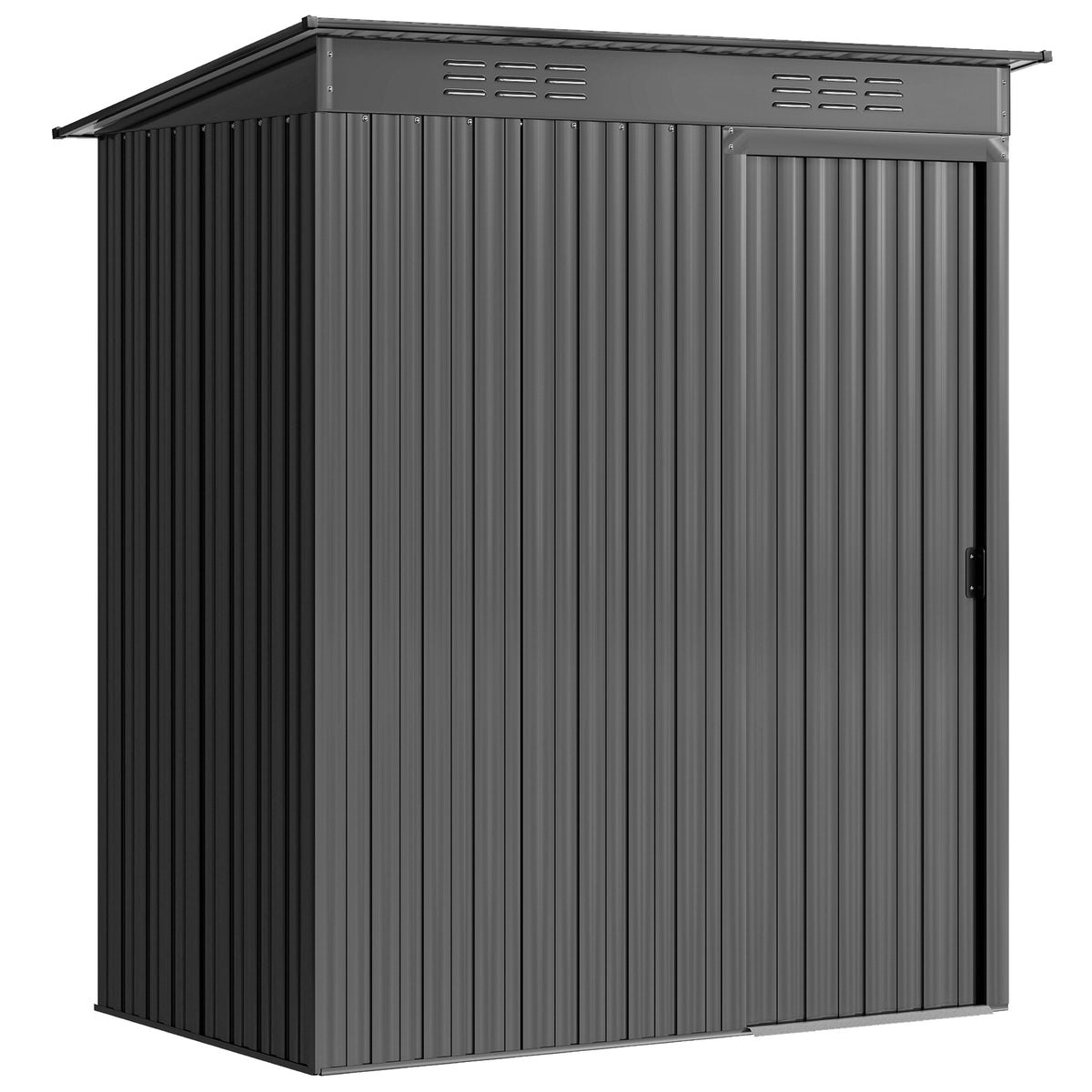 Abri de jardin en métal 1,37 m², cabane de jardin, 2 paires de gants, porte coulissante, 159x106x181cm, gris foncé-0