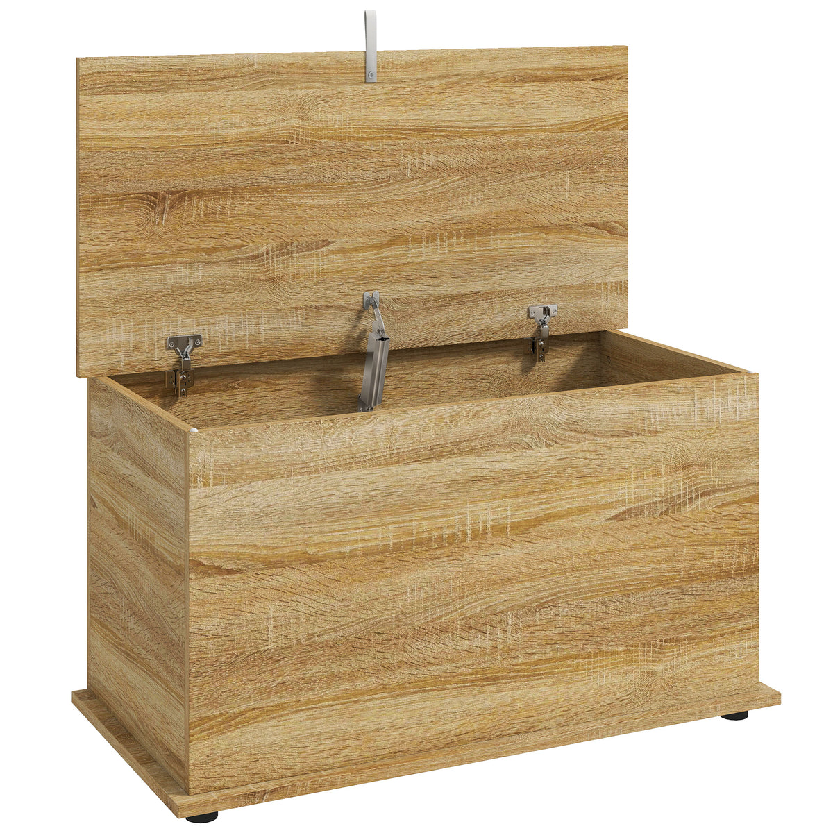 Coffre de Rangement, Banc de Rangement avec Couvercle Rabattable et Charnières de Sécurité, 80 x 40 x 45 cm, Naturel-0