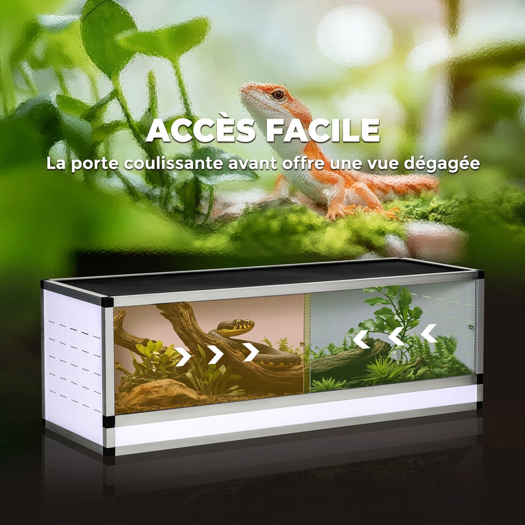Terrarium en Aluminium Enclos en Maille pour Amphibiens Araignées et Reptiles 120 x 40 x 40 cm Blanc-3