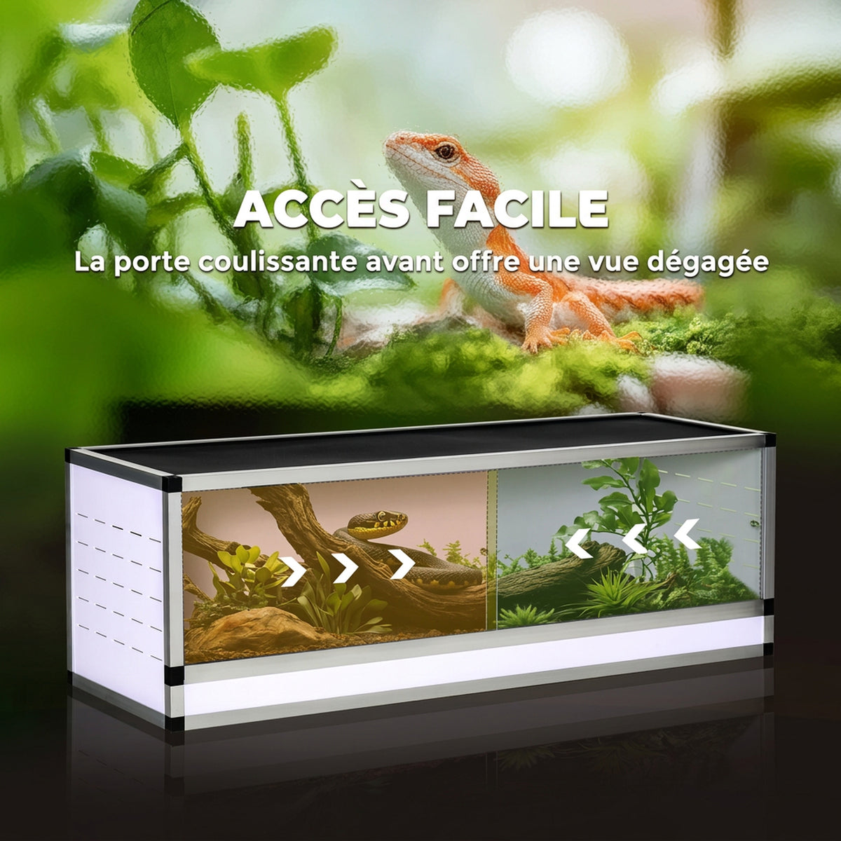 Terrarium en Aluminium Enclos en Maille pour Amphibiens Araignées et Reptiles 120 x 40 x 40 cm Blanc-3