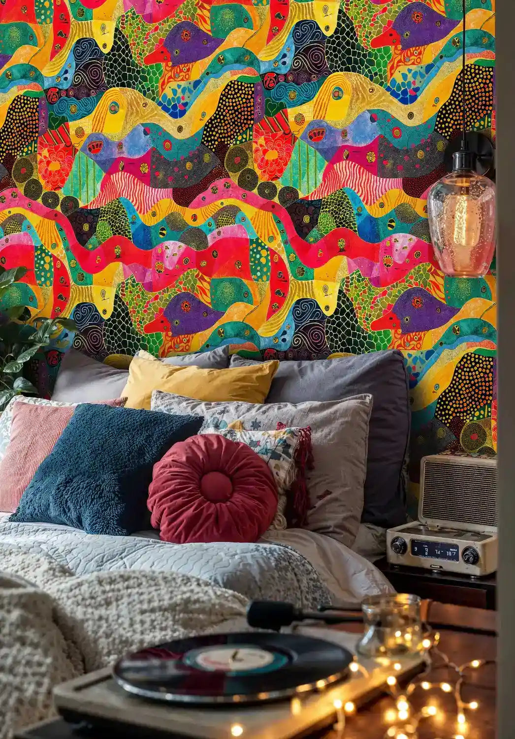 Papier peint abstrait aux motifs fluides et colorés