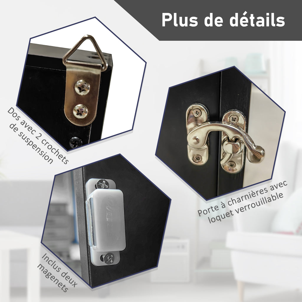 Frame box T-frame cadre pour maillot porte acrylique doublure interne feutre 60 x 6,5 x 80 cm noir-5