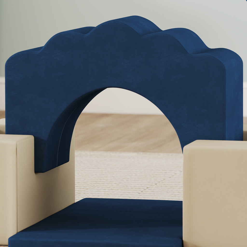 Parcours motricité bébé 7PCS, module en mousse avec housse en velours et base antidérapante, bleu-8