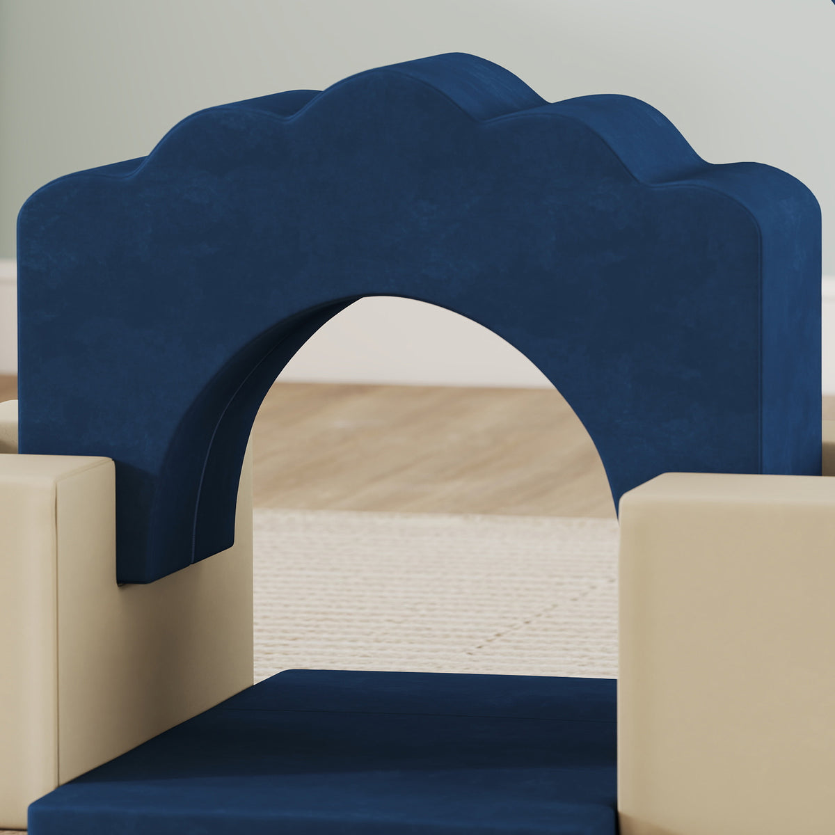 Parcours motricité bébé 7PCS, module en mousse avec housse en velours et base antidérapante, bleu-8