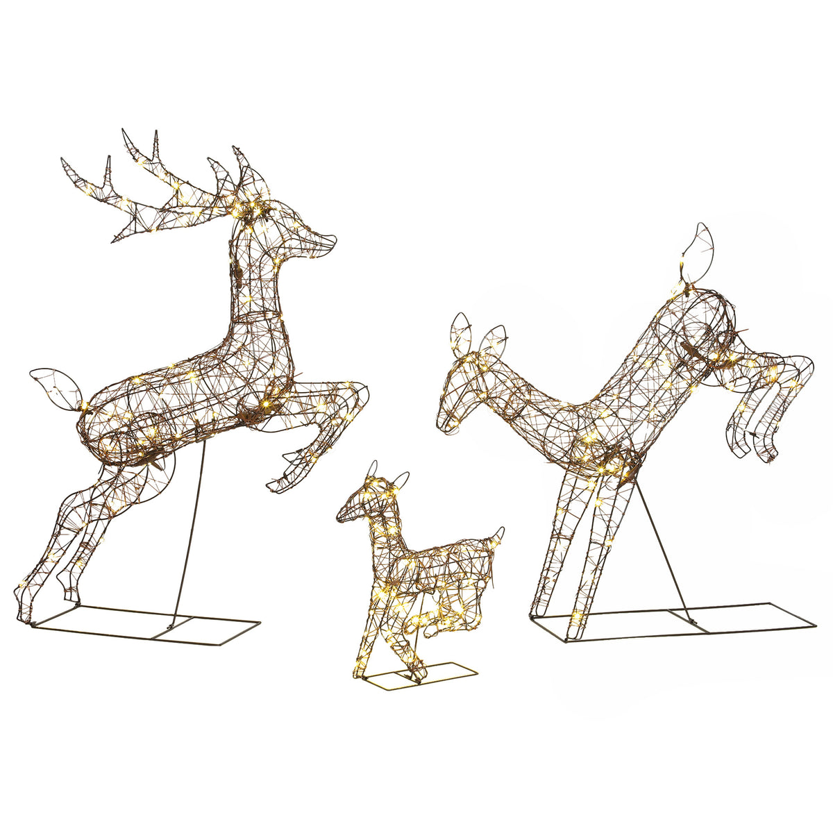 Lot de 3 Rennes Lumineux Noël Extérieur 120 cm, Cerf Lumineux Noël avec 200 LED Blanc Chaud, 8 Modes et Minuterie-0
