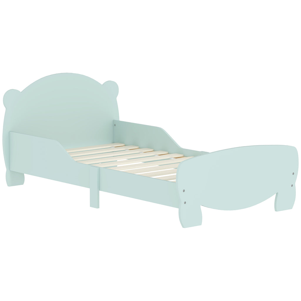Lit enfant 70x140 cm avec barrières de sécurité thème d'ours pour garçons, filles, âgés de 3 à 6 ans, vert-0