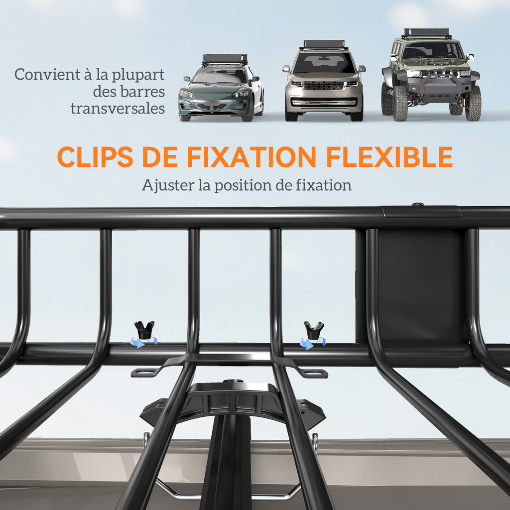 Porte-bagages Galerie de toit pour voiture en métal réglable en longueur de 109 à 162L cm Charge max 100kg-4