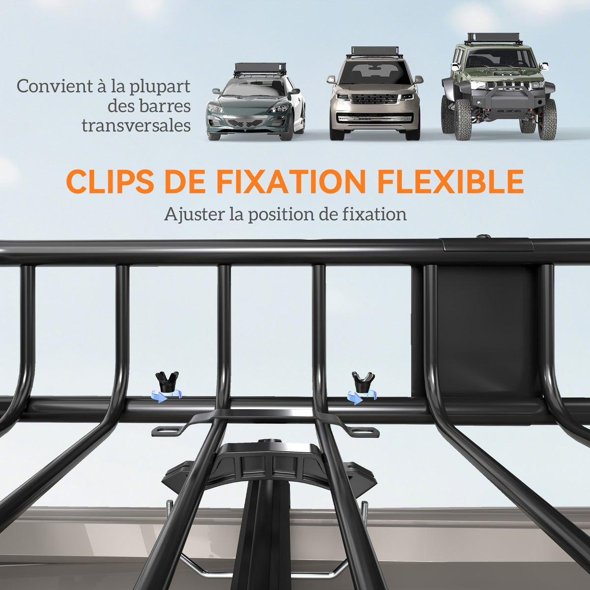 Porte-bagages Galerie de toit pour voiture en métal réglable en longueur de 109 à 162L cm Charge max 100kg-4