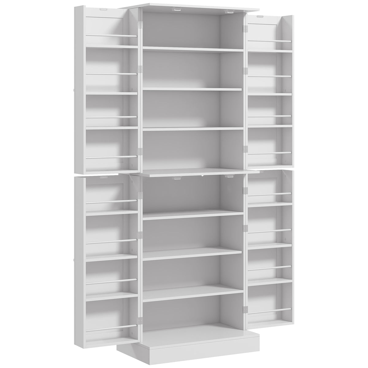 Armoire de cuisine buffet cuisine avec placards, étagère réglable et porte-épices, 60 x 35 x 166 cm, blanc-0