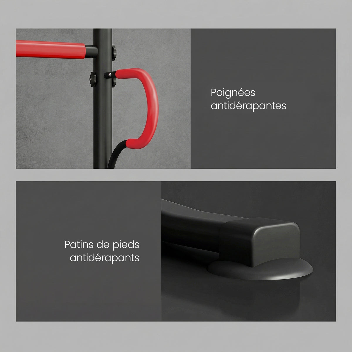Station de musculation multifonctions barre de traction chaise romaine hauteur réglable acier noir rouge-6