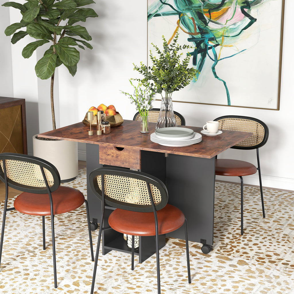Table à manger pliante table de cuisine extensible pour 2 à 4 personnes 2 abattants 120 x 72 x 75 cm rustique et noir-1