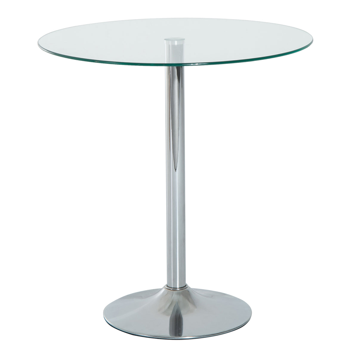 Table à manger ronde pour 2 personnes, table de cuisine moderne avec plateau en verre trempé et base en acier, argenté-0