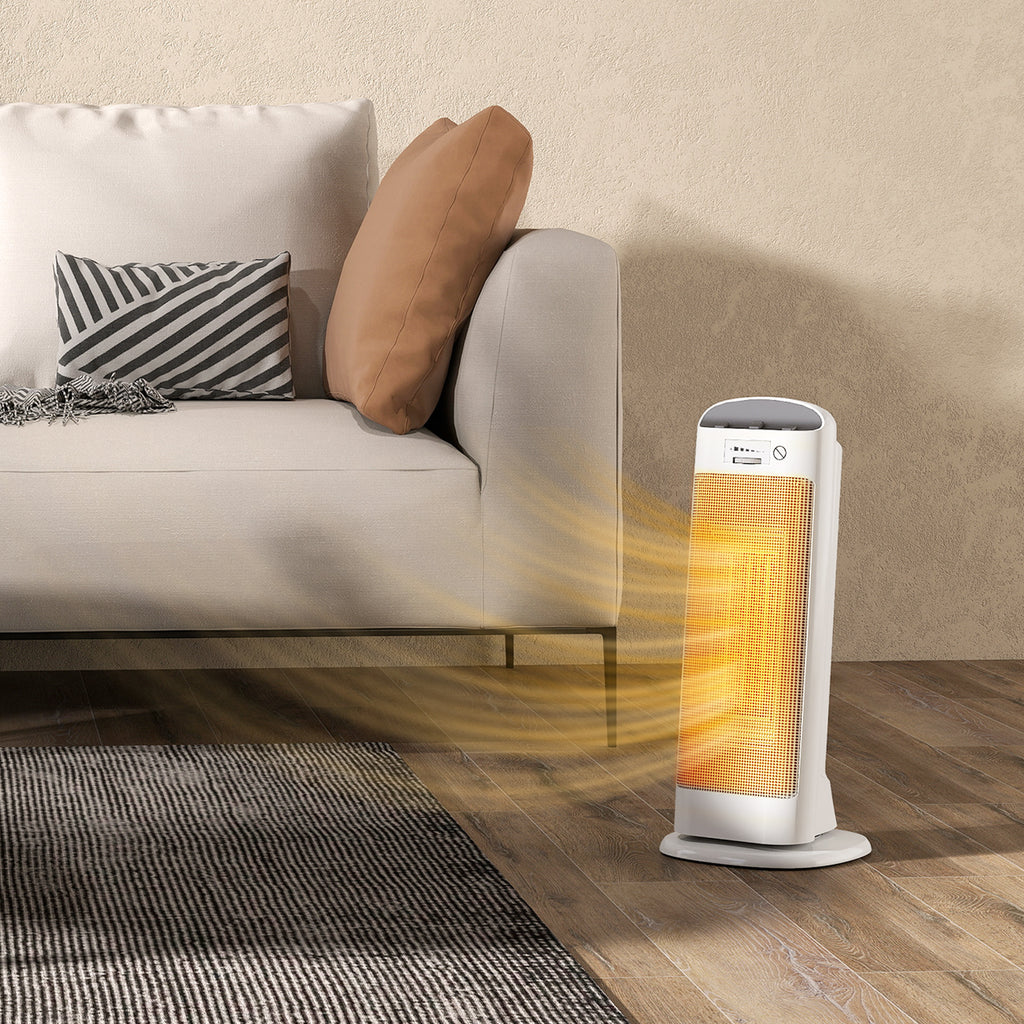 Chauffage d'appoint en céramique 2000 W, radiateur électrique soufflant 4 modes, thermostat réglable, 20x20x49cm, blanc-8