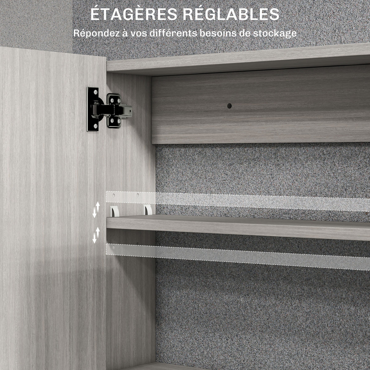 Armoire murale salle de bain avec miroir, meuble salle de bain, double portes et étagères réglables, 80x15x60cm, gris-4