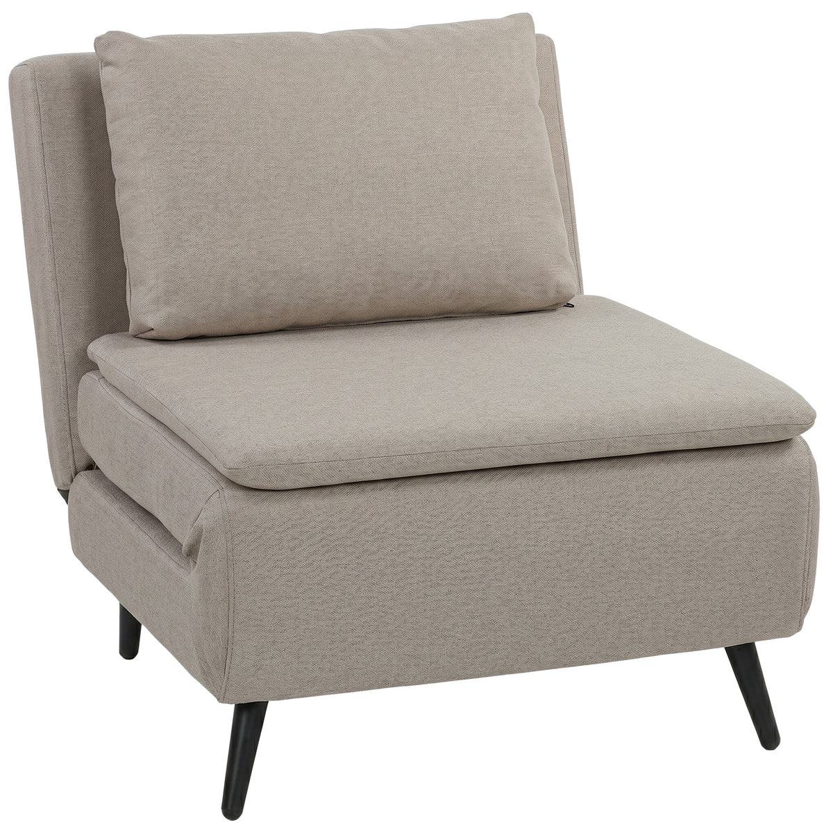 Fauteuil Convertible 1 Place, Fauteuil-Lit Clic-Clac 3 en 1 avec Dossier Réglable, Oreiller, Assise Large, Marron Clair-0