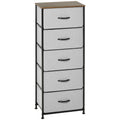 Commode 5 tiroirs meuble de rangement tiroir en tissu pliant - structure acier noir - 45 x 30 x 116 cm gris-0