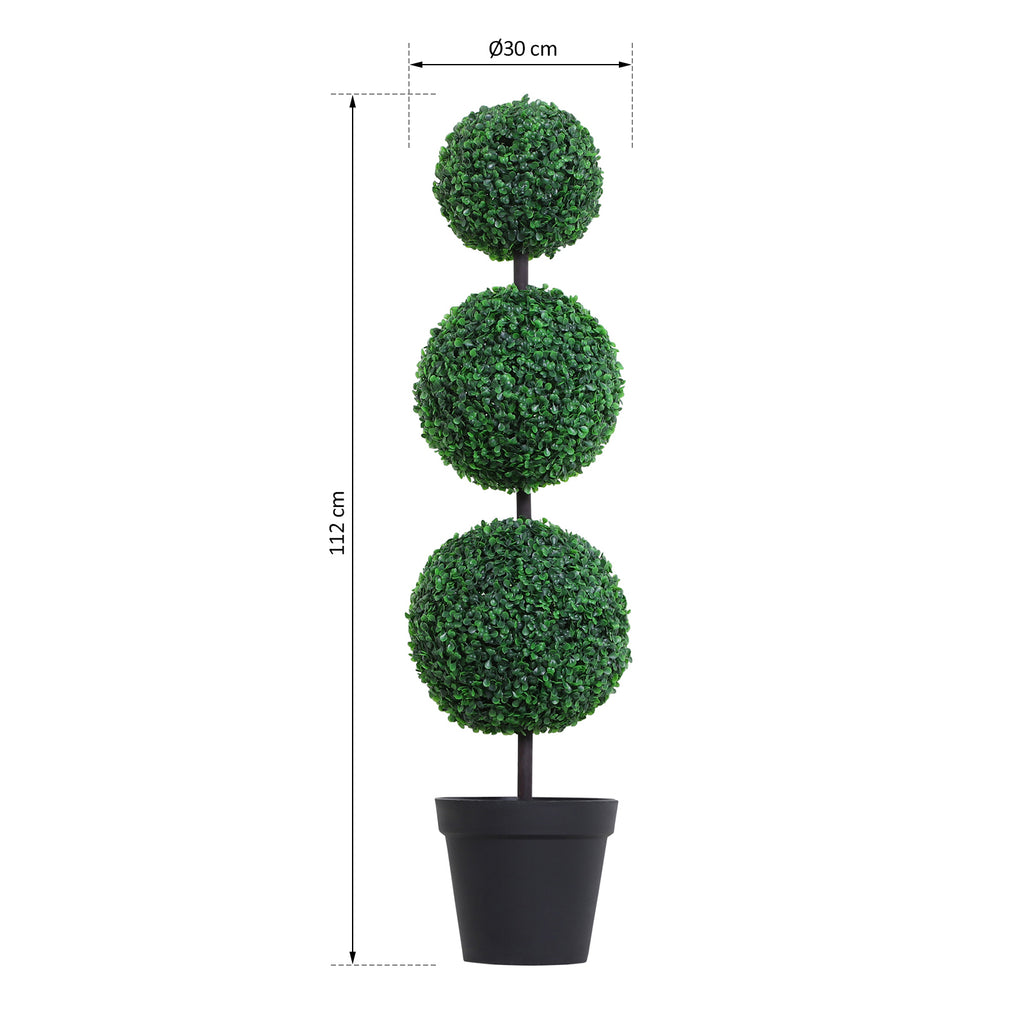 Buis Artificiel topiaire Artificielle en Forme de Boules dim. Ø 30 x 112H cm Vert-2