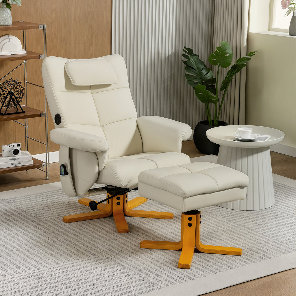 Fauteuil massant avec repose-pied, dossier inclinable jusqu'à 135°, coffre de rangement, télécommande-9