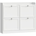 Meuble à Chaussures 16 Paires, Armoire à Chaussures Étroite, 4 Tiroirs, Étagères Réglables et Plateau Supérieur, Blanc-0