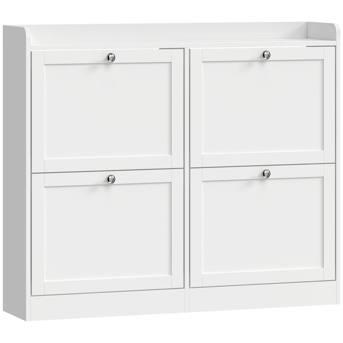 Meuble à Chaussures 16 Paires, Armoire à Chaussures Étroite, 4 Tiroirs, Étagères Réglables et Plateau Supérieur, Blanc-0