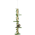 Arbre à chat poteau à griffer fixation plafond hauteur réglable 37 x 21 x 202- 242 cm 4 niveaux vert-0