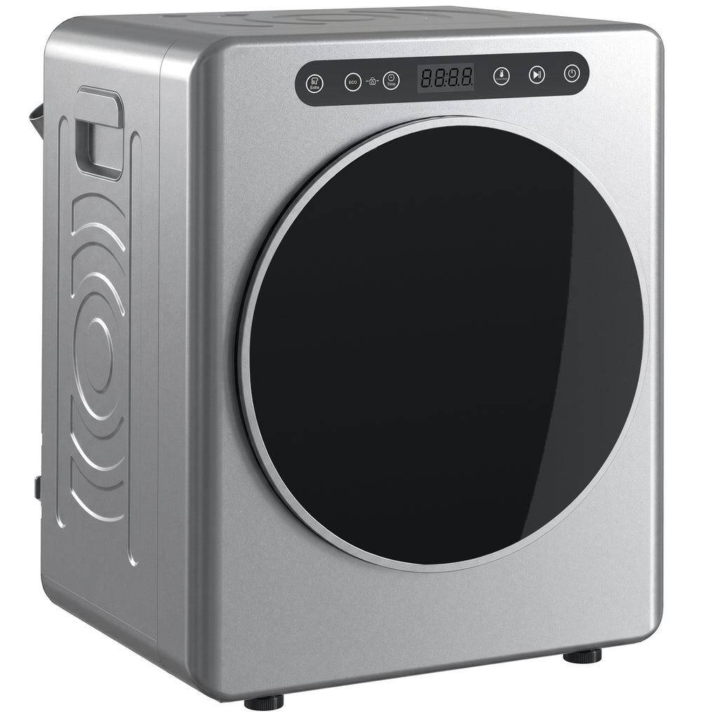 Sèche linge à évacuation, sèche-linge électrique 1000 W 3 Kg, 6 modes de séchage, minuterie, acier inoxydable, argent-0