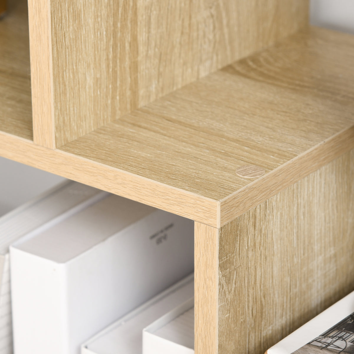Bibliothèque étagère Zig zag Design Contemporain 70L x 24l x 178H cm Panneaux Particules Bois naturel-9