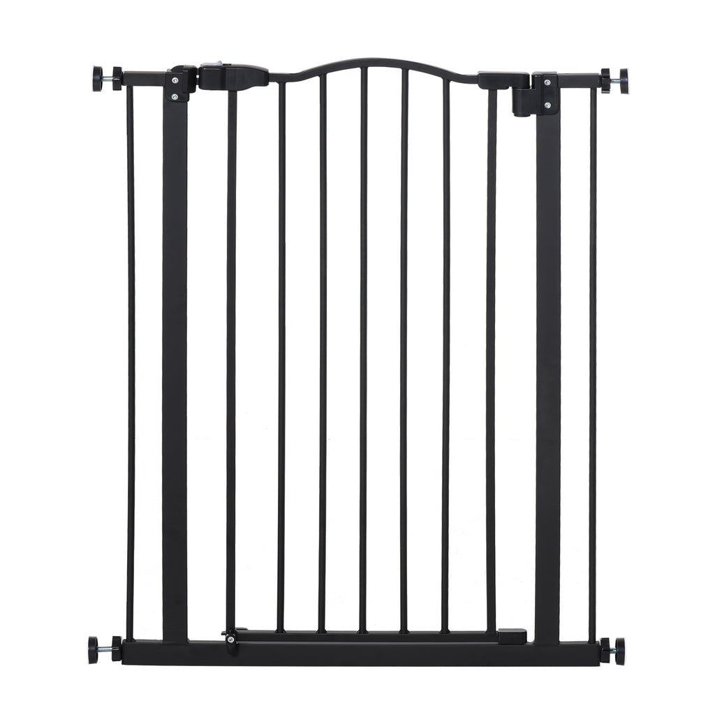 Barrière de sécurité pour chien extensible 74-80 cm fermeture automatique fixation par pression sans percer noir-0