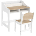 Ensemble bureau et chaise pour enfant 3 à 8 ans avec compartiments et étagères ouverts, effet bois naturel-0