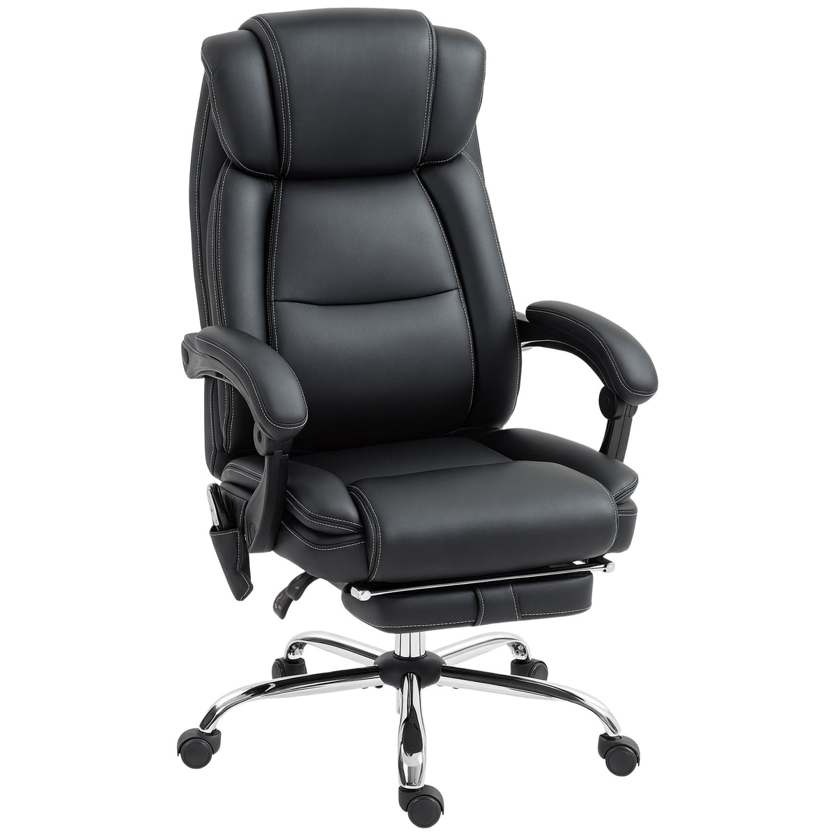 Fauteuil de bureau massant et chauffant chaise de bureau avec hauteur réglable dossier inclinable 67x72x111-119cm noir-0