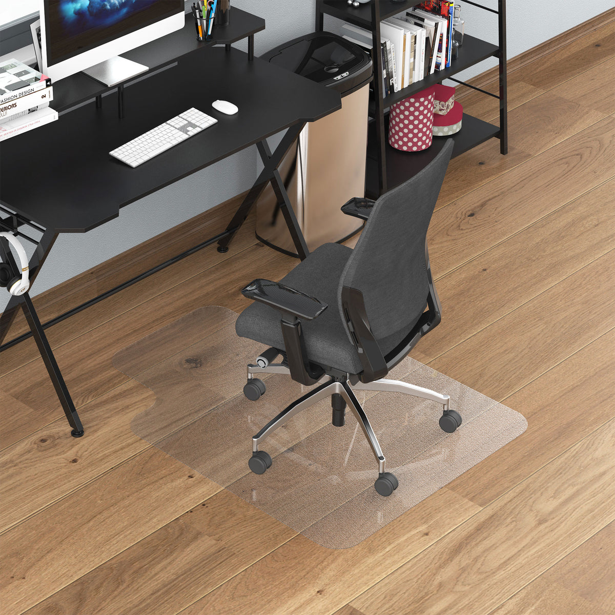 Tapis chaise de bureau 90 x 120 cm antidérapant, tapis de sol bureau résistant aux rayures, transparent-1