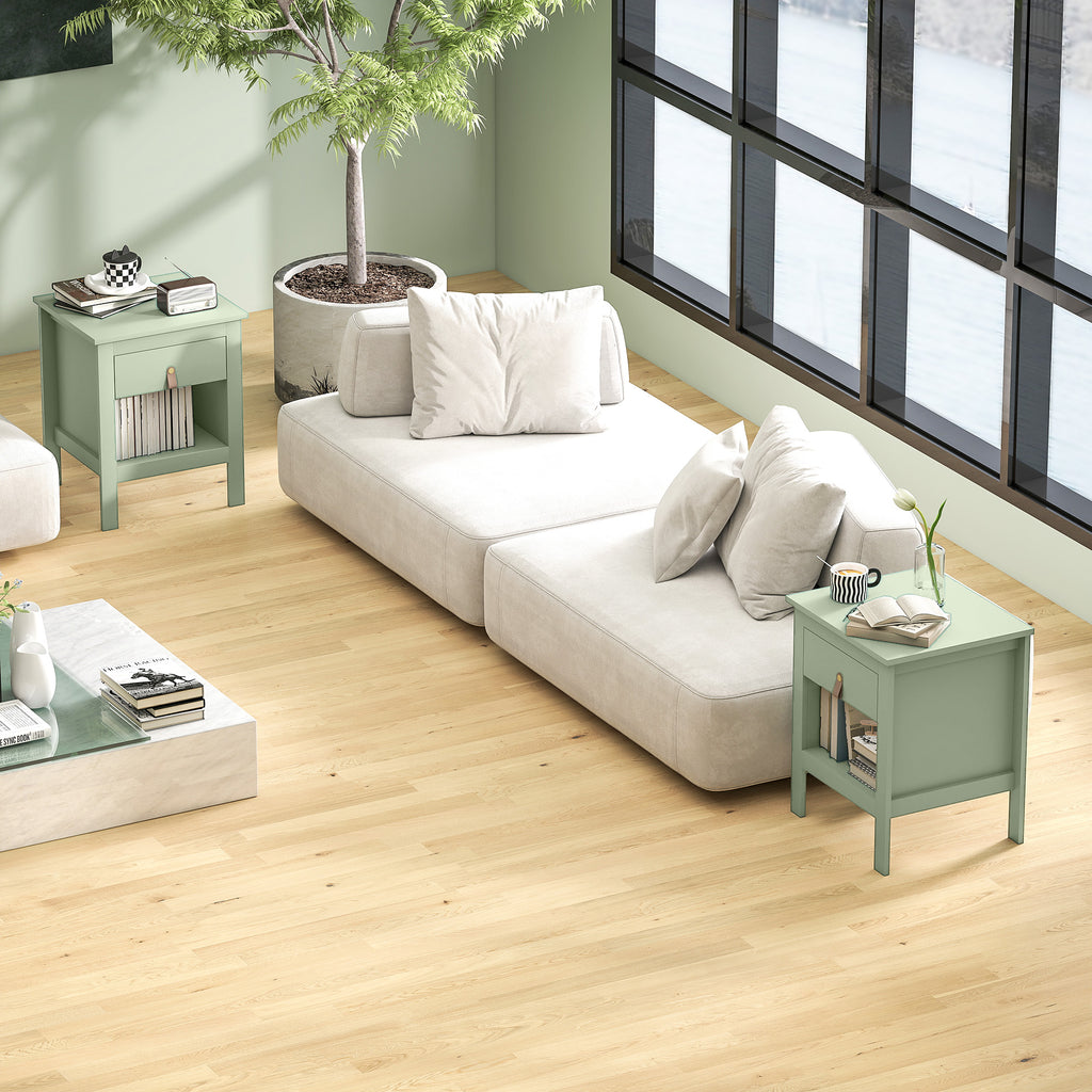 Lot de 2 tables de chevet avec tiroir et compartiment ouvert, 45 x 40 x 55 cm, vert-6