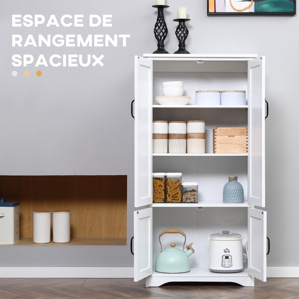Buffet de cuisine armoire de cuisine contemporaine multi-rangements 2 placards 3 étagères 60 x 30 x 123 cm blanc-3