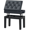 Banc de piano, banc de clavier réglable en hauteur en bois massif, tabouret piano avec compartiment caché, siège rembourré polyuréthane à 10 boutons, stable et antidérapant, charge 200kg, noir-0