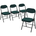 Lot de 4 chaises pliantes chaises de salle à manger portables avec assises et dossiers rembourrés en velours côtelé bleu-0