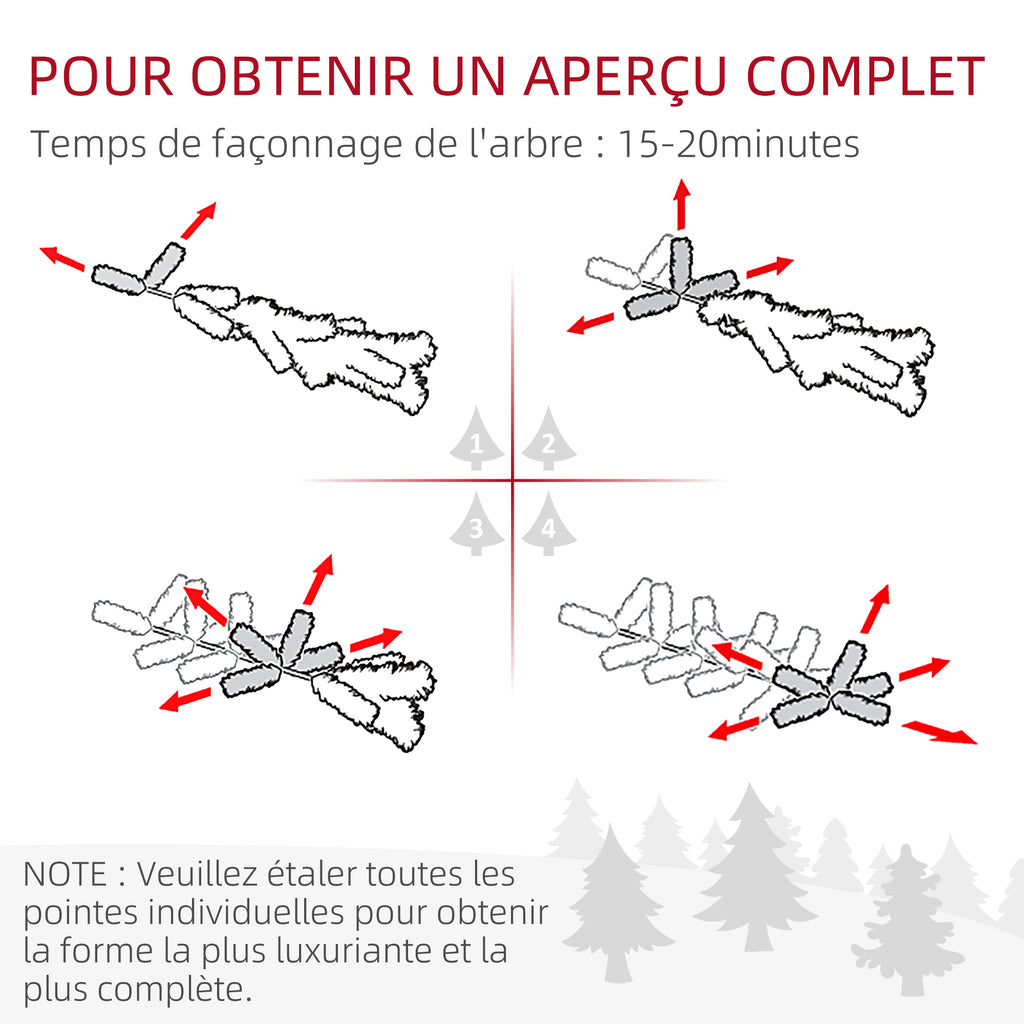 Sapin de Noël artificiel, arbre de Noël, base en acier, 390 branches épines, décoration de Noël, Ø 55 x 195H cm, vert-6