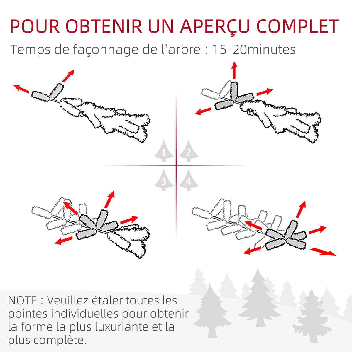 Sapin de Noël artificiel, arbre de Noël, base en acier, 390 branches épines, décoration de Noël, Ø 55 x 195H cm, vert-6