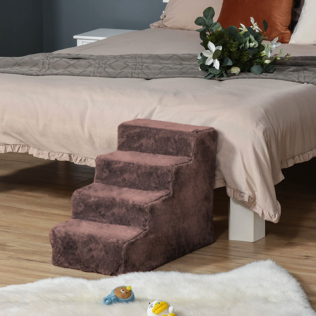 Escalier pour chien à 4 marches escalier pour chat échelle antidérapante pour animaux 60 x 35 x 44 cm marron-9
