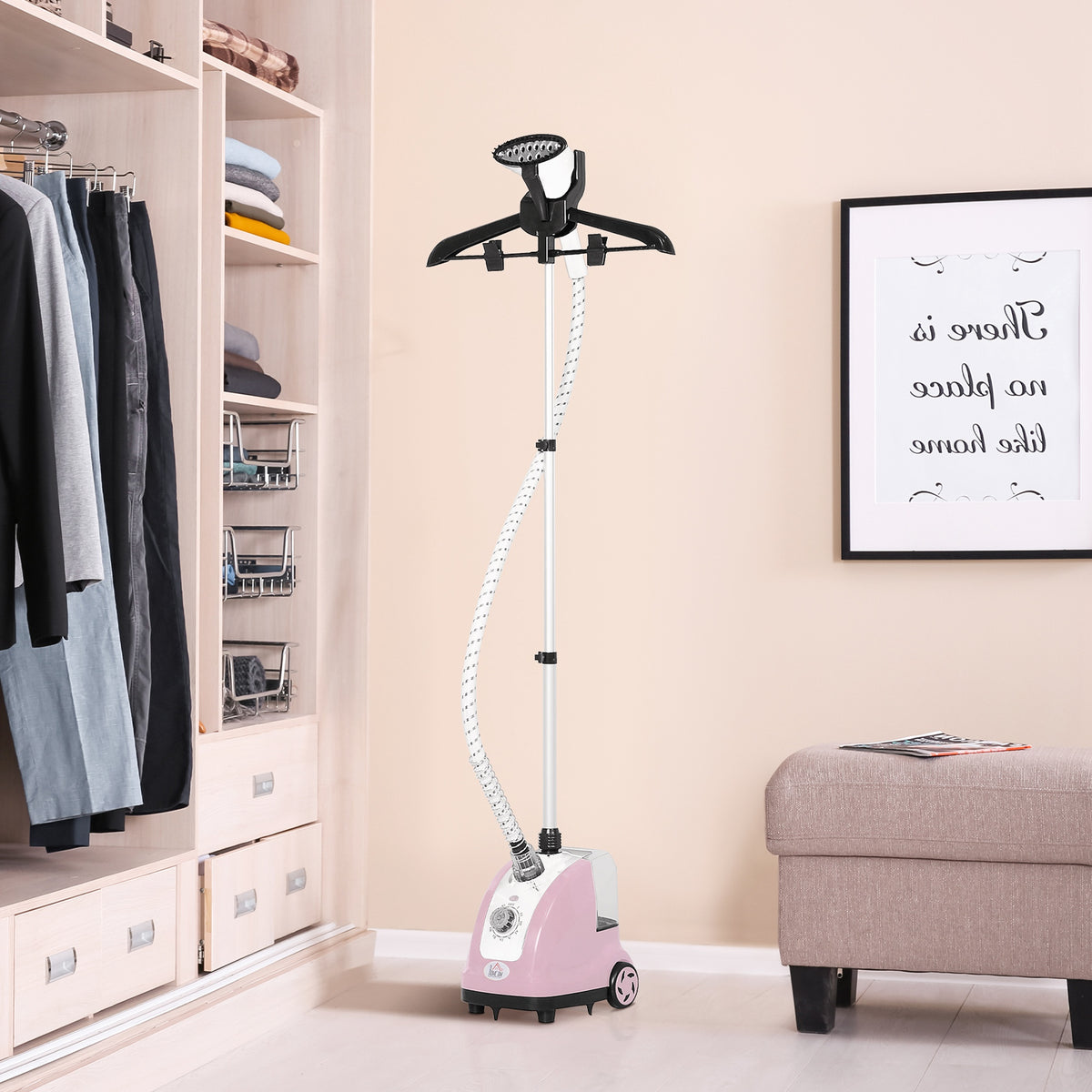 Défroisseur vapeur vertical défroisseur à vêtements 1,4 L 1950 W débit vapeur 32g/min tige telescopique rose noir-9