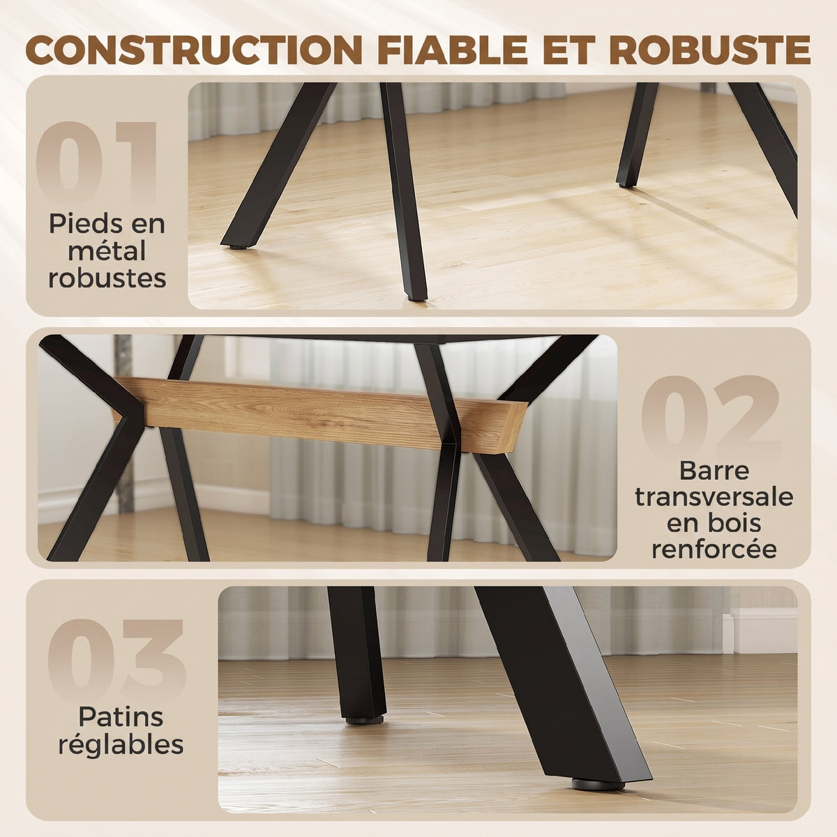 Table à Manger Extensible pour 4 à 6 Personnes, 130-170 cm, Table de Cuisine Rectangulaire, Bords Arrondis, Chêne-6